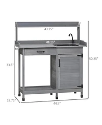 Outsunny Potting Bench Prep Table w/Faucet, Sink and Storage,