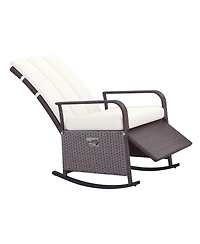 Outsunny Pe Rat Rocking Recliner with Footrest
