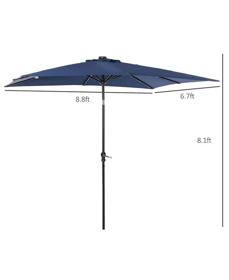 Outsunny 9' x 7' Solar Umbrella, Patio Umbrella with Led