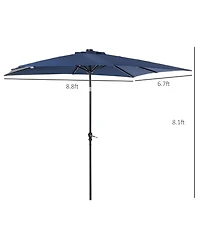 Outsunny 9' x 7' Solar Umbrella, Patio Umbrella with Led