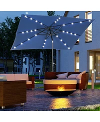 Outsunny 9' x 7' Solar Umbrella, Patio Umbrella with Led