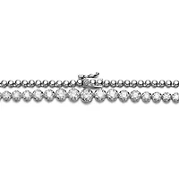 White Gold Plated with Cubic Zirconia Graduated-Size Tennis chain Anniversary Necklace