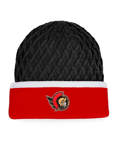 Men's Fanatics Red, Black Ottawa Senators Iconic Striped Cuffed Knit Hat