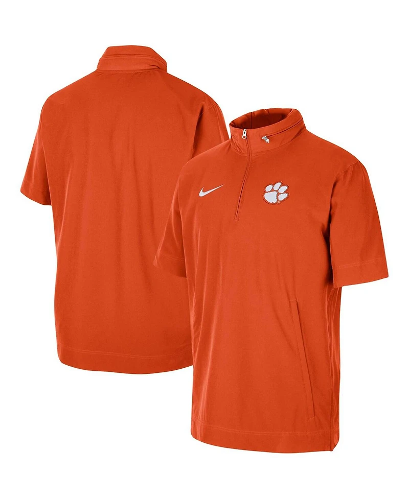 Men's Nike Orange Clemson Tigers Coaches Half-Zip Short Sleeve Jacket