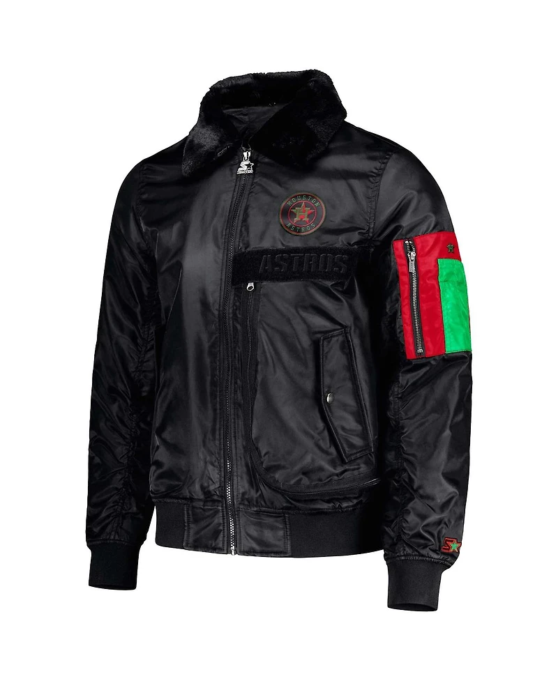 Men's Starter x Ty Mopkins Black Houston Astros Black History Month Satin Full-Zip Jacket