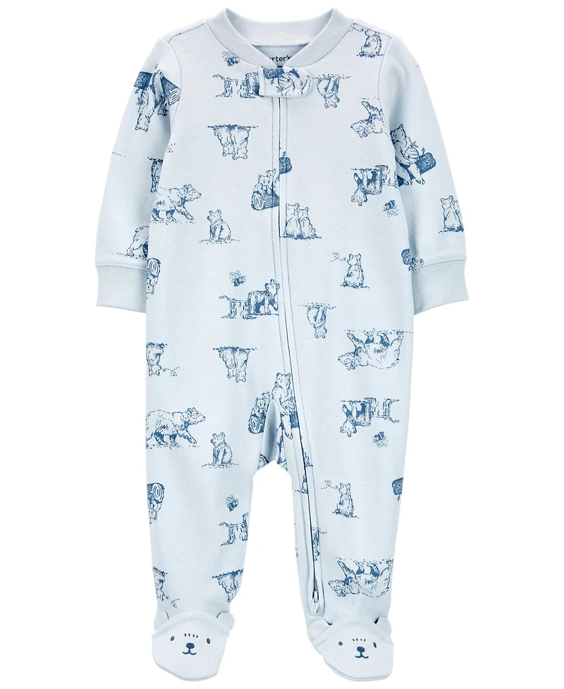 Carter's Baby Boy or Baby Girls Printed 2-Way Zip Up Cotton Sleep and Play