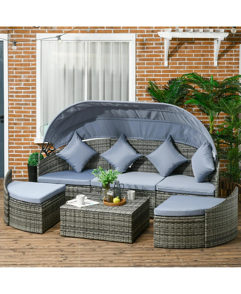 Outsunny Rat Patio Furniture Set with Chairs Table 4 Piece, Light
