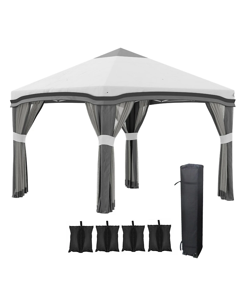 Outsunny 10' x 10' Pop Up Canopy Foldable Party Tent with Nettings,