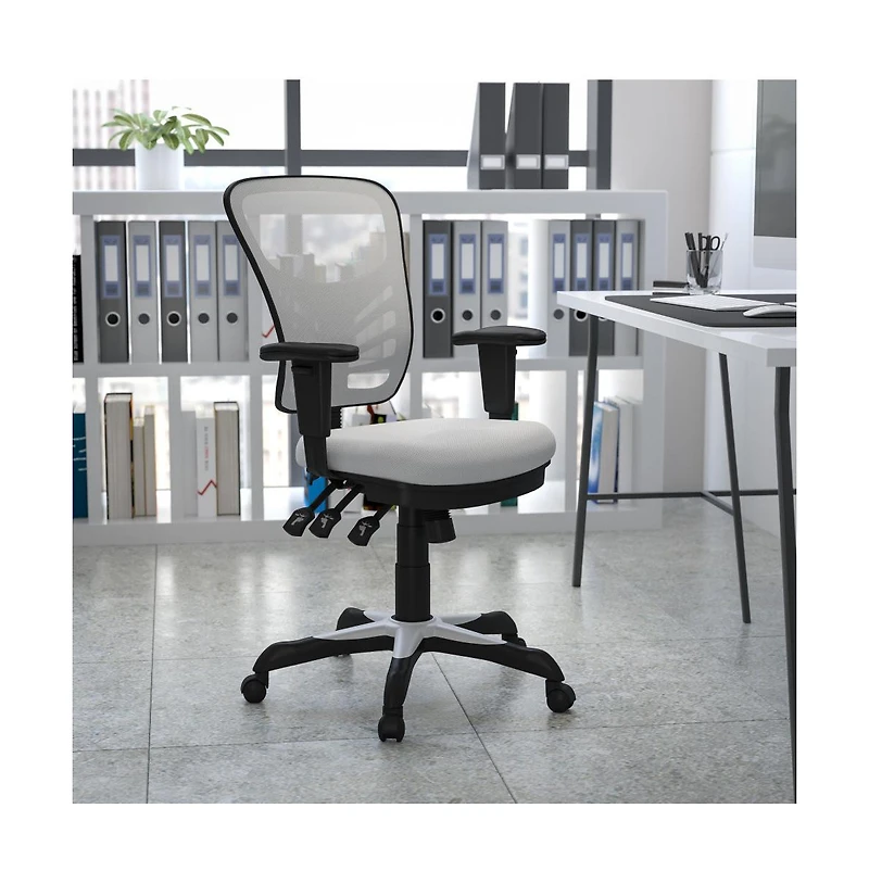 Mid-Back Mesh Triple Paddle Swivel Ergonomic Office Chair With Adjustable Arms