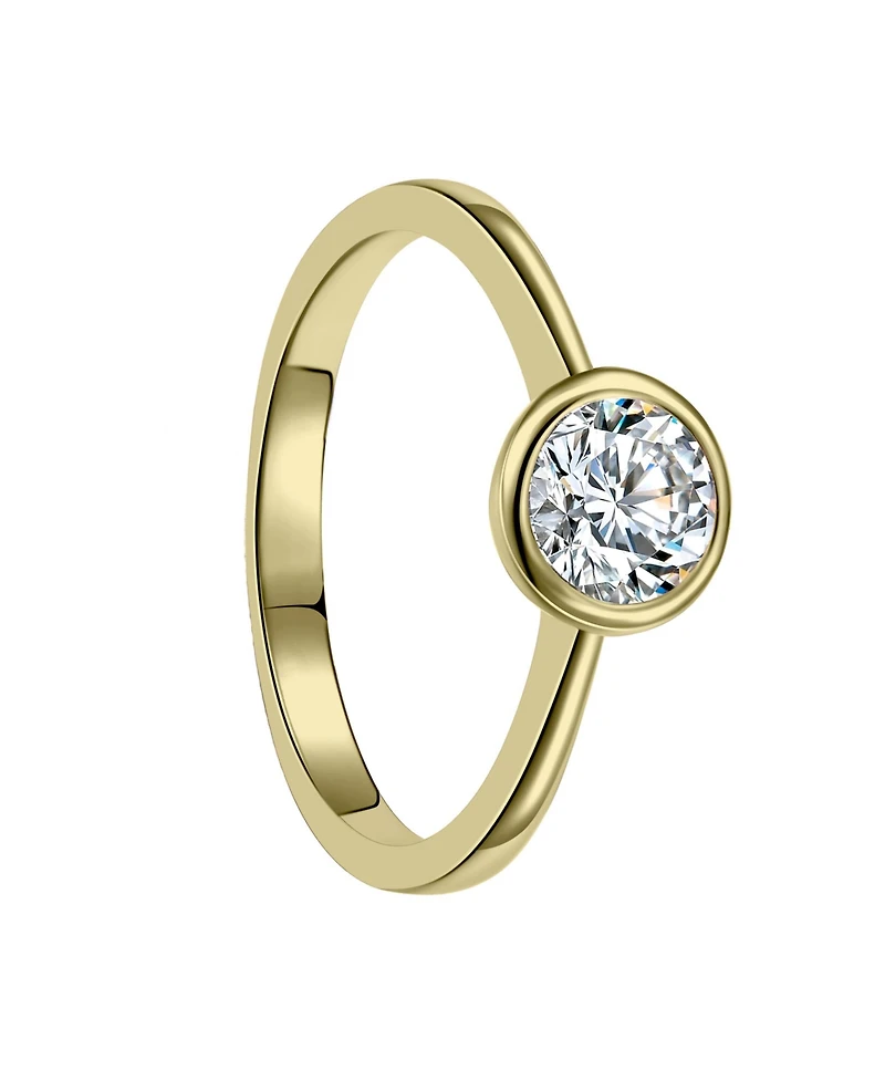Ra 18K Rose Gold Plated with Cubic Zirconia Modern Bezel Ring