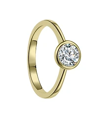 Ra 18K Rose Gold Plated with Cubic Zirconia Modern Bezel Ring