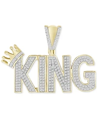 Men's Diamond King & Crown Pendant (1/2 ct. t.w.) in 10k Gold