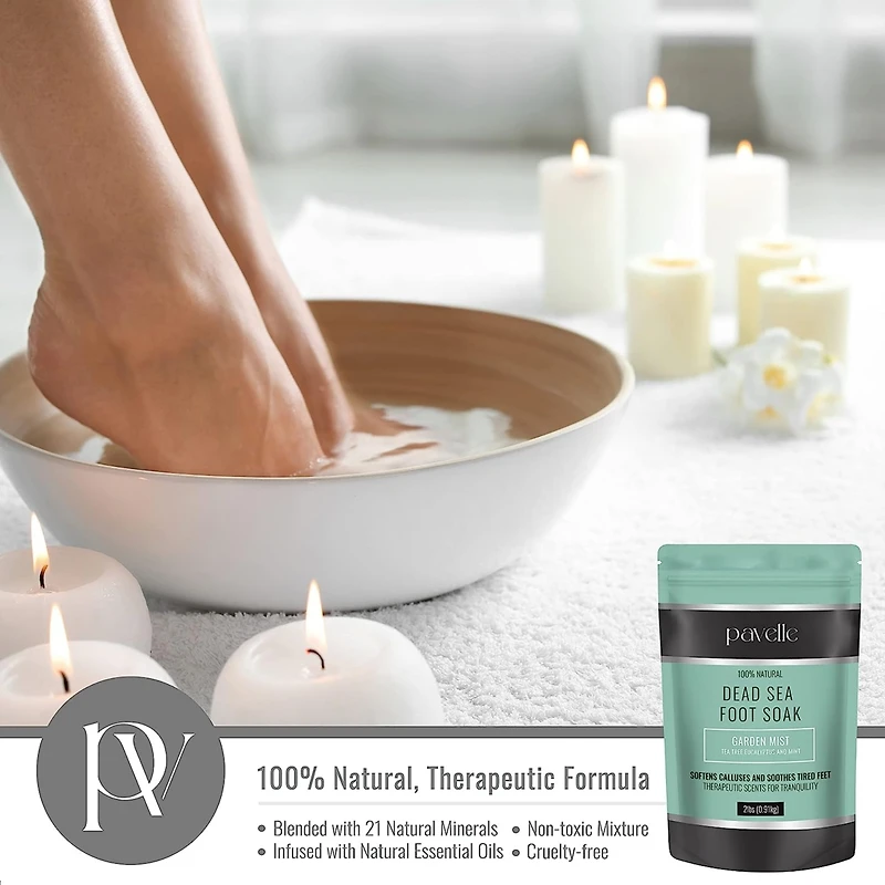 Pavelle Foot Salts for Foot Bath, Dead Sea Salt Spa, Garden Mist