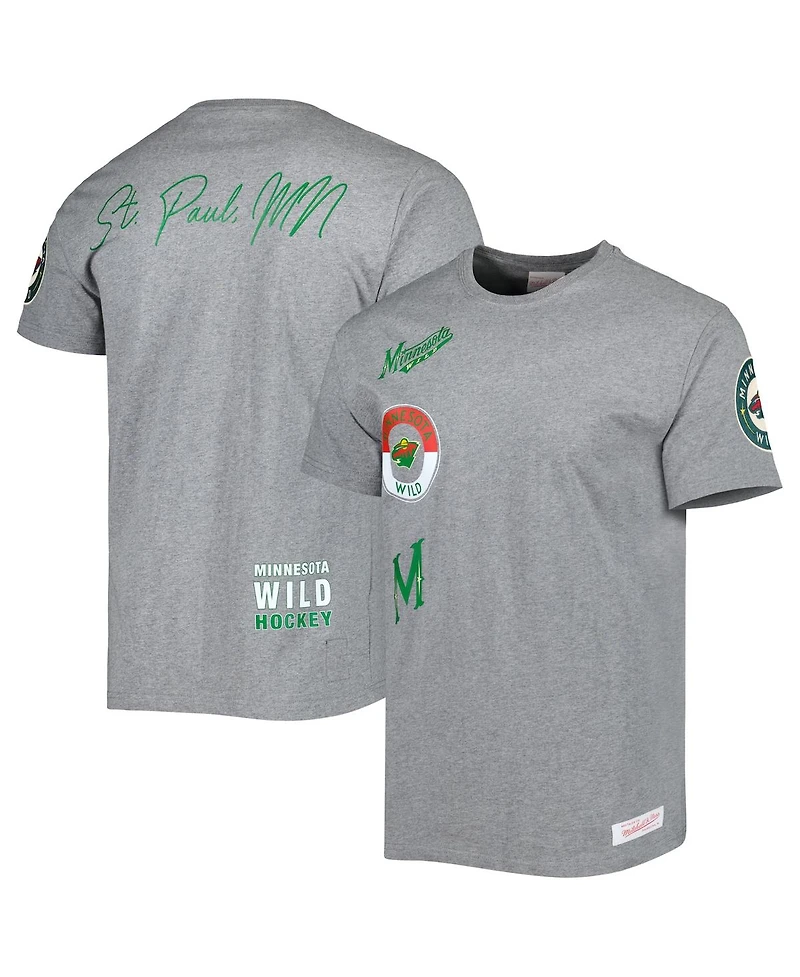 Men's Mitchell & Ness Heather Gray Minnesota Wild City Collection T-shirt