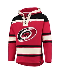 Men's '47 Brand Red Carolina Hurricanes Superior Lacer Pullover Hoodie
