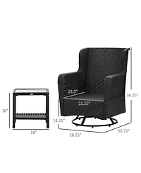 Outsunny Patio Bistro Set, Rocking & 360° Rotation, Porch Furniture,
