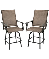 Outsunny Set of 2 Outdoor Swivel Bar Stools for Backyard Balcony Poolside