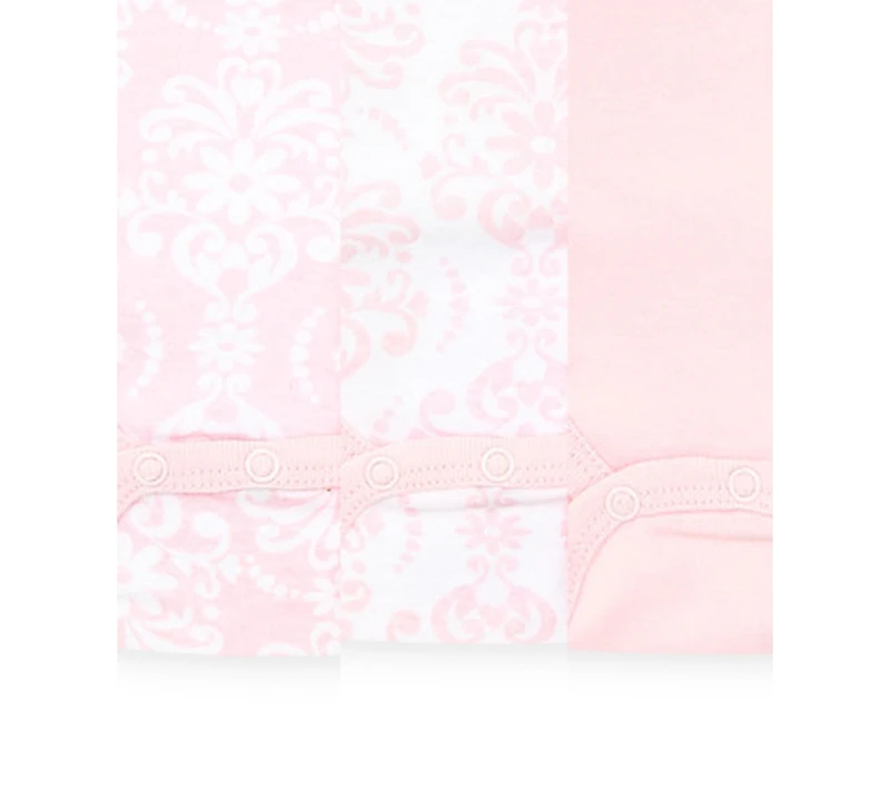 Little Me Baby Girls Damask Short Sleeved Bodysuits, Pack of 3