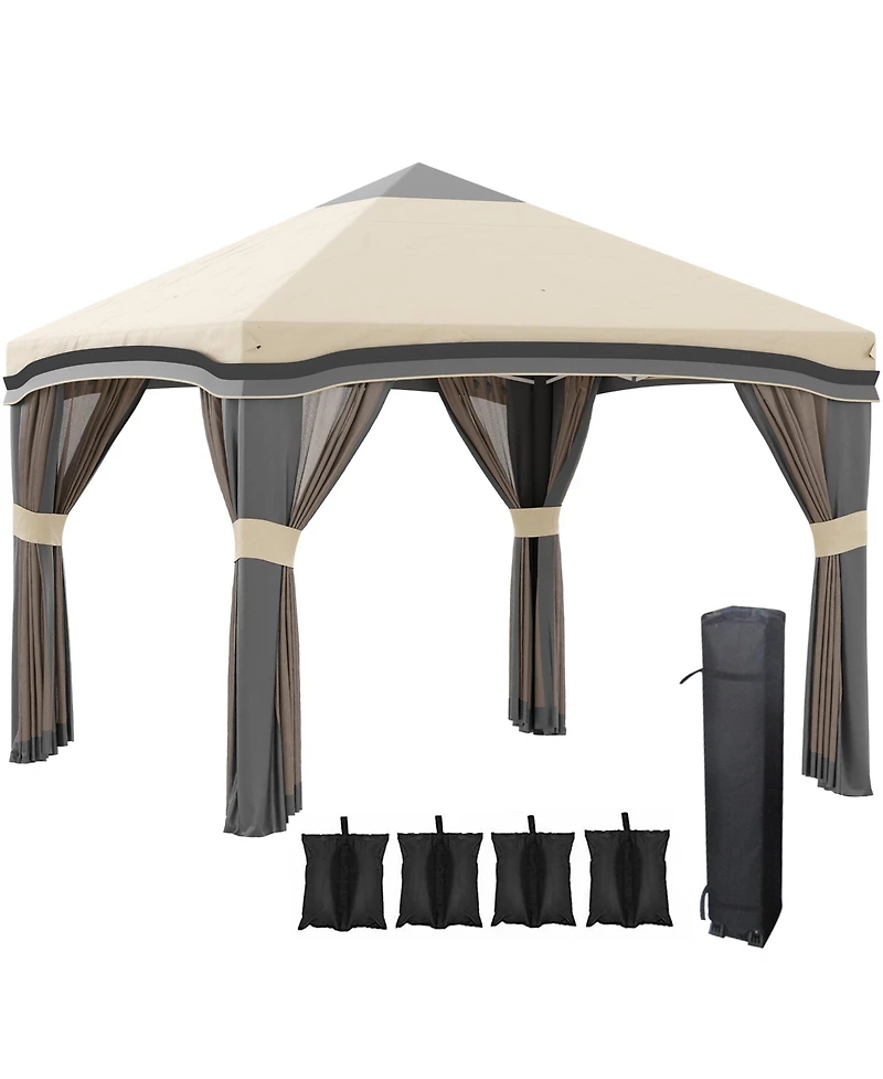 Outsunny 10' x 10' Pop Up Canopy Foldable Party Tent with Nettings