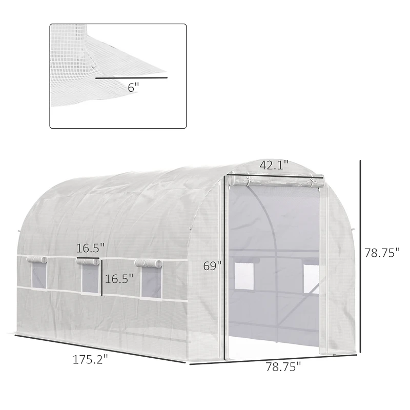 Outsunny Walk-in Tunnel house, Roll Up Door, 14.6'x6.6'x6.6',