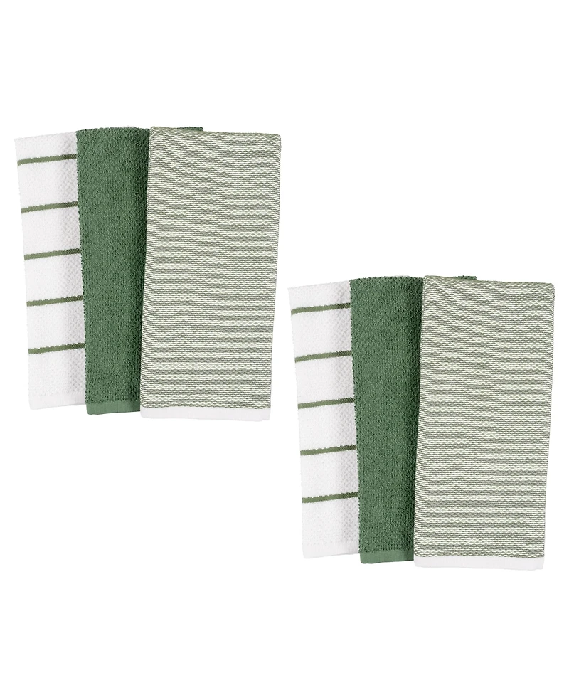 Kaf Home Ayesha Curry Cotton 6 Piece Mixed Utility Kitchen Dish Towel, 18" x 28"