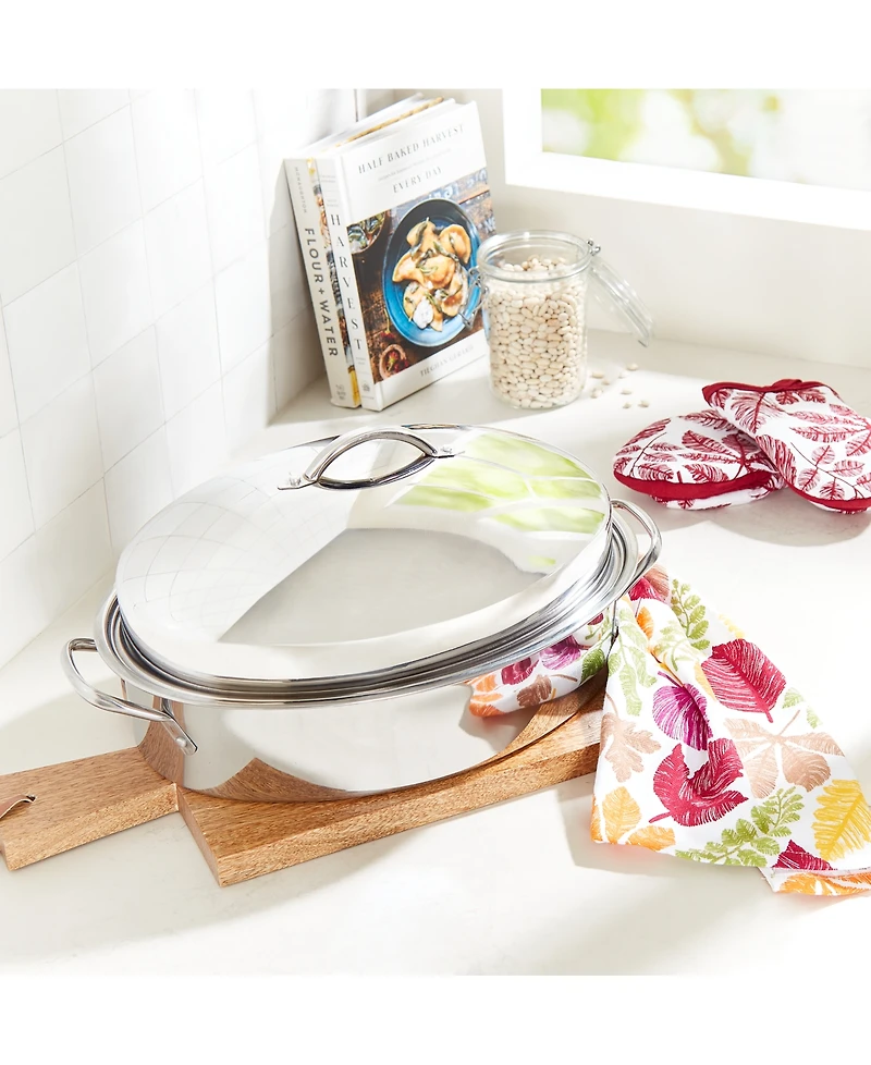 The Cellar Stainless Steel 8-Qt Covered Oval Roaster with Rack, Exclusively at Macy's