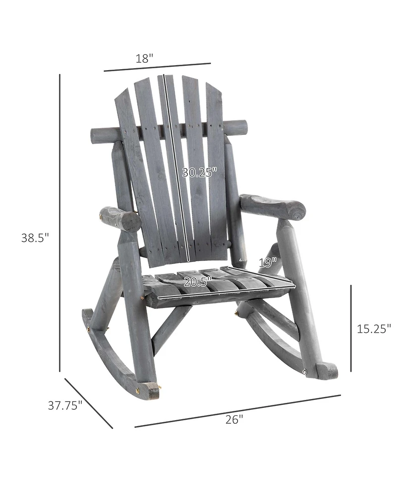 Outsunny Outdoor Adirondack Style Wooden Rocking Chair, Small,