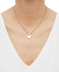 Padlock Paperclip Link Pendant 18" Necklace in 14k Gold-Plated Sterling Silver