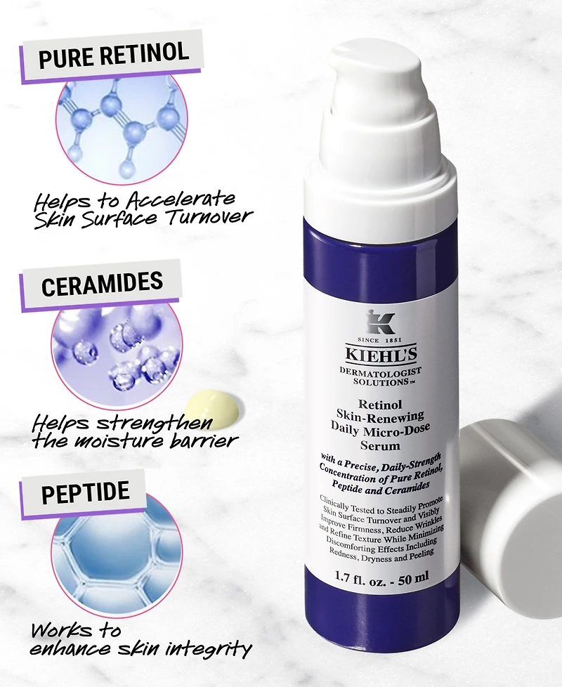 Kiehl's Since 1851 Micro-Dose Anti-Aging Retinol Serum with Ceramides and Peptide, 1-oz.