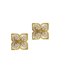 Adornia 14K Gold Plated Renaissance Flower Crystal White Imitation Mother of Pearl Earrings