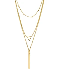 Adornia 15-17" Adjustable 14K Gold Plated Layered Pendant Necklace Set