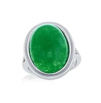 Sterling Silver, 13x18mm Oval Jade Ring