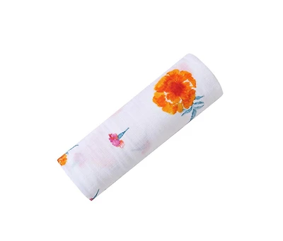 Malabar Baby Baby Gots Certified Organic Cotton Muslin Swaddle, Marigold