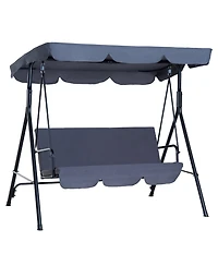 Outsunny Porch Swing Hammock Bench Chair, Steel 3-Seat