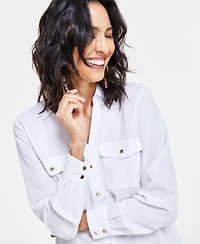 I.n.c. International Concepts Women's Collared Button-Down Blouse, Created for Macy's