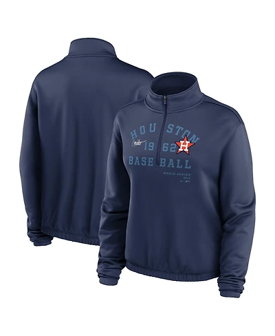 Women's Nike Navy Houston Astros Rewind Splice Half-Zip Sweatshirt