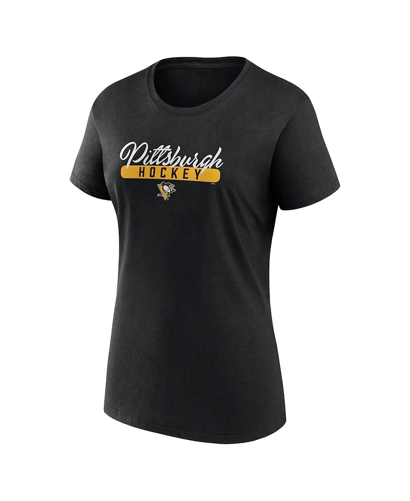 Women's Fanatics Black, Gold Pittsburgh Penguins Two-Pack Fan T-shirt Set