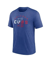 Men's Nike Heather Royal Chicago Cubs Rewind Review Slash Tri-Blend T-shirt