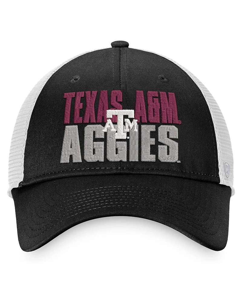 Men's Top of the World Black, White Texas A&M Aggies Stockpile Trucker Snapback Hat