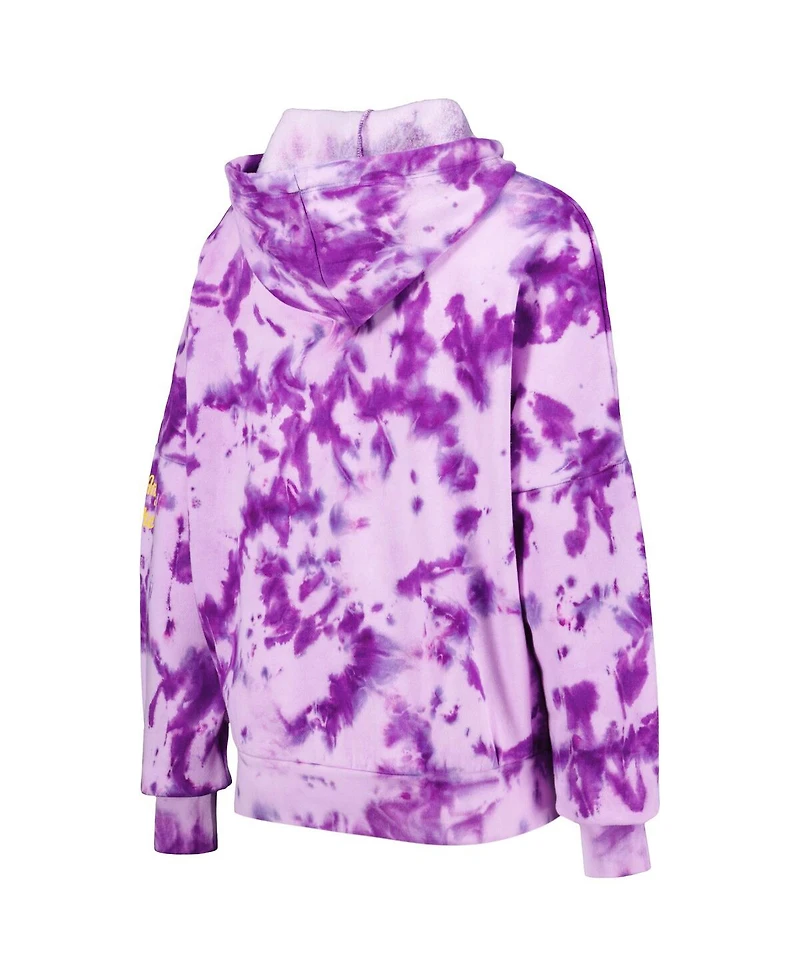 Women's New Era Purple Los Angeles Lakers Brushed Cotton Tie-Dye Pullover Hoodie