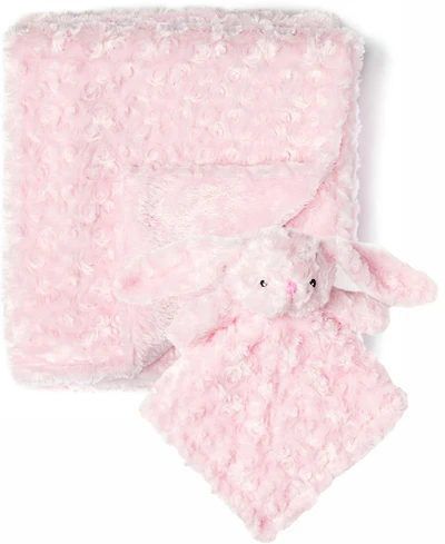 Tendertyme Baby Girls Curly Plush Blanket With Nunu, 2 Piece Set