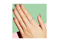 Sterling Silver with Rose Gold Plated Clear Cubic Zirconia Band Ring