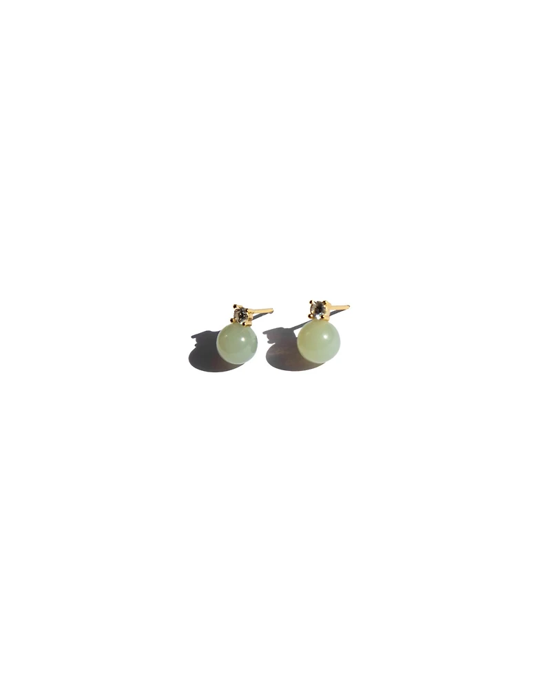 Esther — Green jade and zircon stud earrings