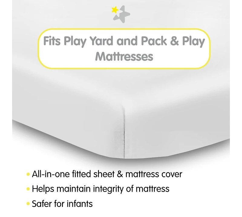 BreathableBaby All-in-One Fitted Sheet & Waterproof Cover for 39" x 27" Play Yard Mattress (2-Pack)