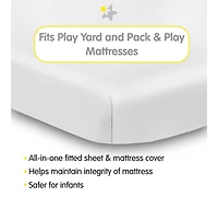 BreathableBaby All-in-One Fitted Sheet & Waterproof Cover for 39" x 27" Play Yard Mattress (2-Pack)