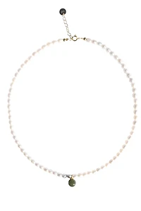 Belle — Pearl and green jade choker