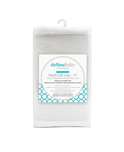 Halo Dream Inc. AirflowBaby Breathable Mesh Liner for Full-Size Cribs, 11"H (28cm) Essential 2mm (Size 4FS Covers 3 or 4 Sides)