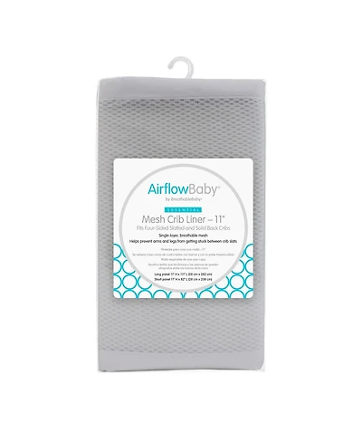 Halo Dream Inc. AirflowBaby Breathable Mesh Liner for Full-Size Cribs, 11"H (28cm) Essential 2mm (Size 4FS Covers 3 or 4 Sides)