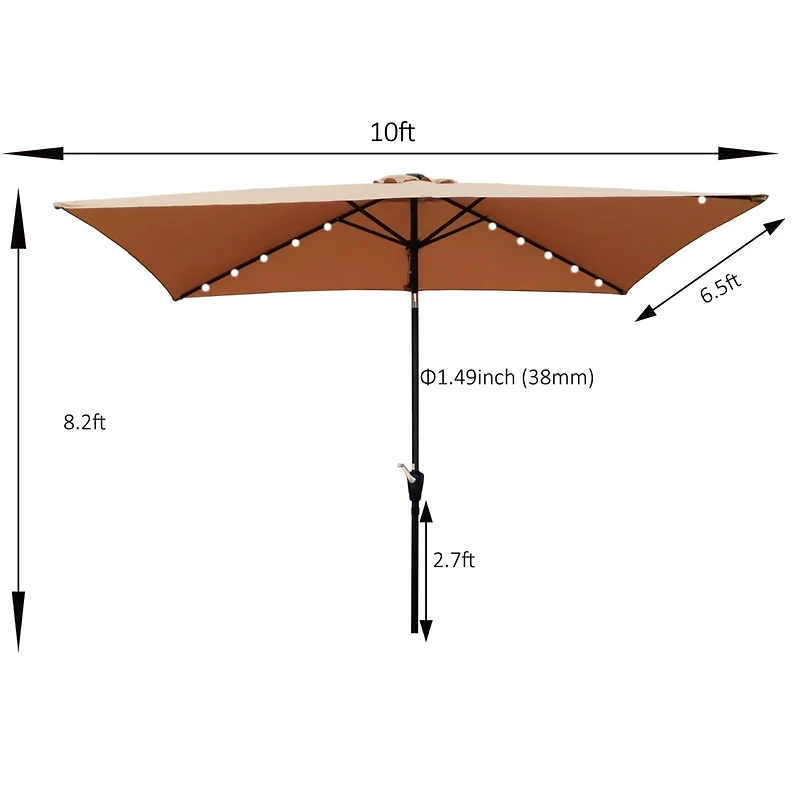 Streamdale 10' x 6.5' Solar Led Patio Umbrella