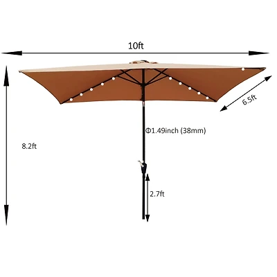 Streamdale 10' x 6.5' Solar Led Patio Umbrella